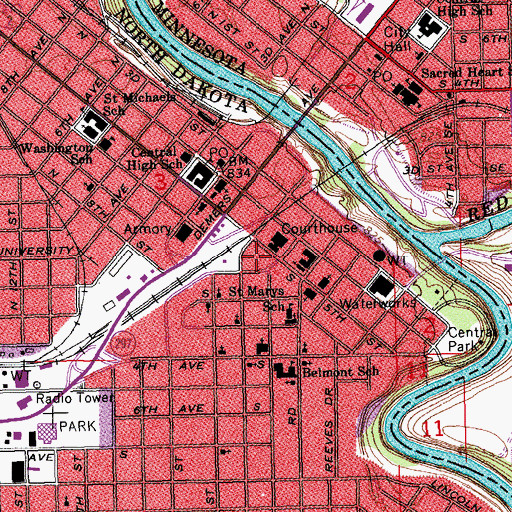 Topographic Map of Grand Forks County Sheriff's Office, ND