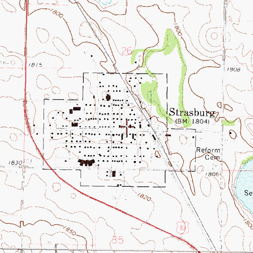 Topographic Map of Strasburg Police Department, ND