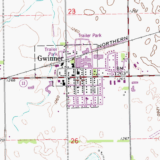 Topographic Map of Gwinner City Police Department, ND