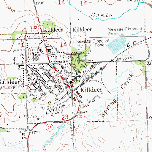 Topographic Map of Killdeer Police Department, ND