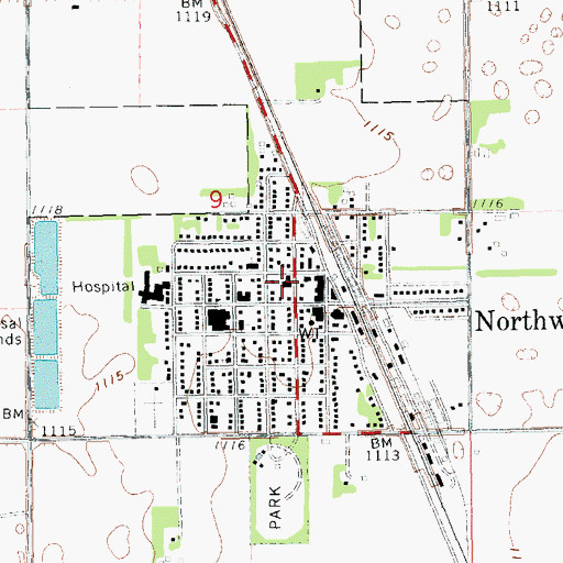 Topographic Map of Northwood Police Department, ND