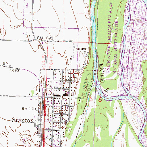 Topographic Map of Stanton Police Department, ND