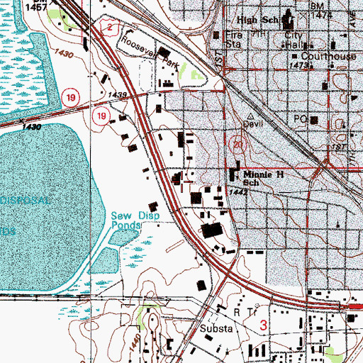 Topographic Map of North Dakota Highway Patrol Devils Lake, ND