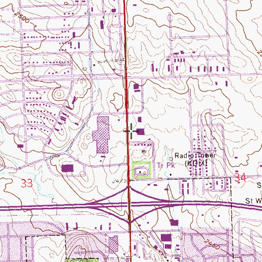 Topographic Map of North Dakota Highway Patrol Dickinson, ND