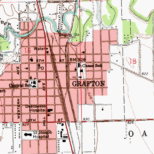 Topographic Map of Grafton Police Department, ND
