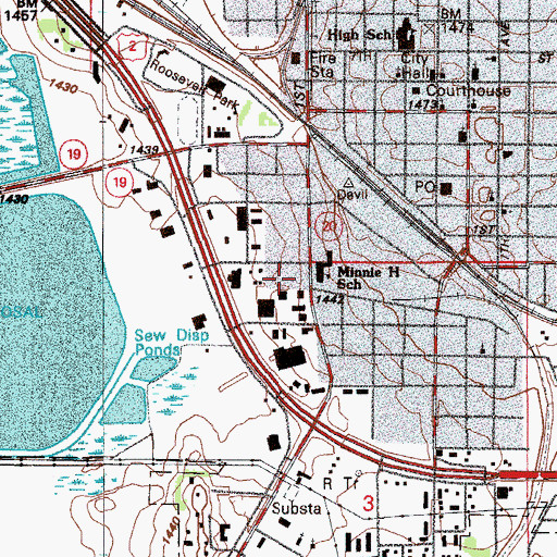 Topographic Map of Devils Lake Police Department, ND