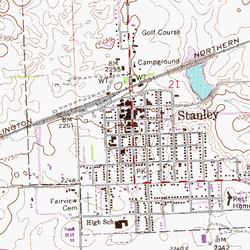 Topographic Map of Stanley Police Department, ND