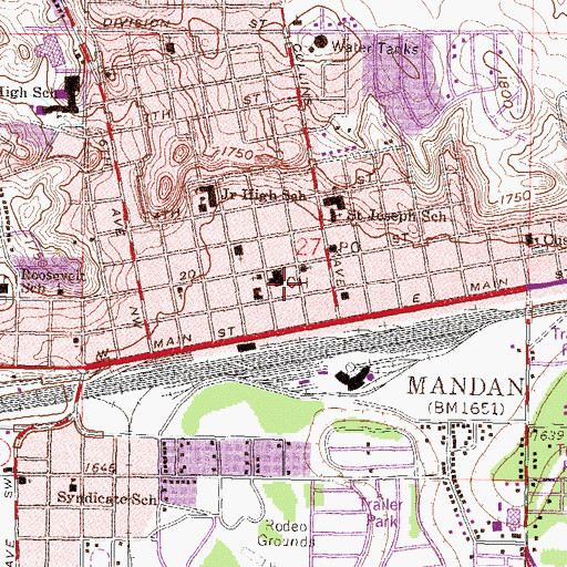 Topographic Map of Morton County Sheriff's Office, ND