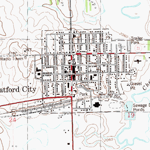 Topographic Map of McKenzie County Sheriff's Office, ND