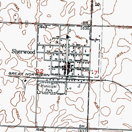 Topographic Map of Sherwood Police Department, ND