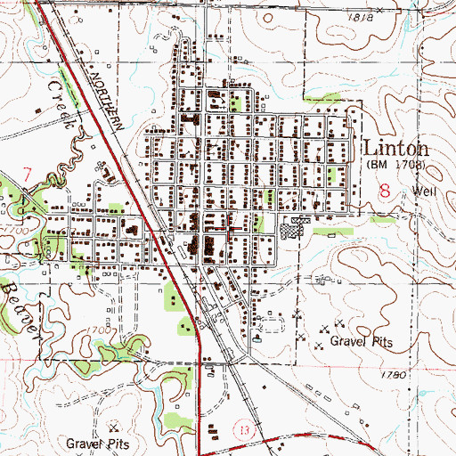 Topographic Map of Linton Police Department, ND