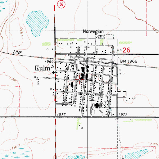 Topographic Map of Kulm Police Department, ND