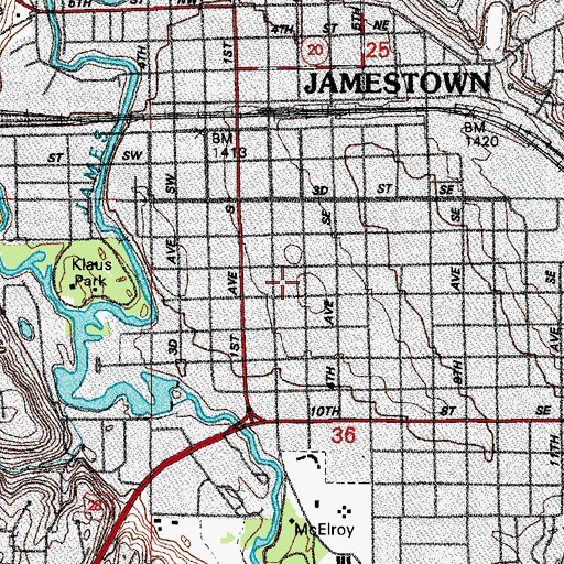 Topographic Map of Jamestown Police Department, ND