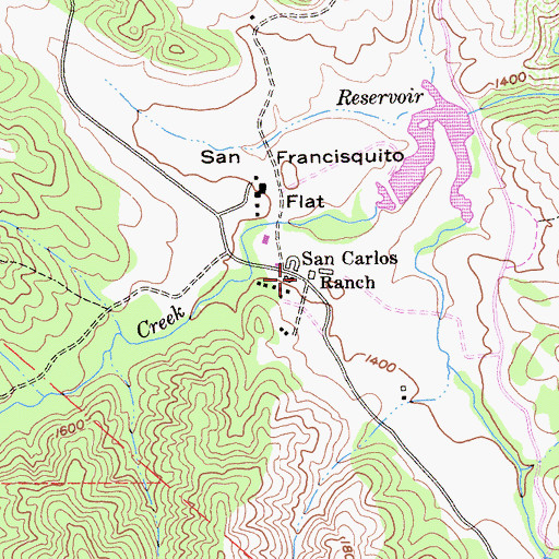 Topographic Map of San Carlos Ranch, CA