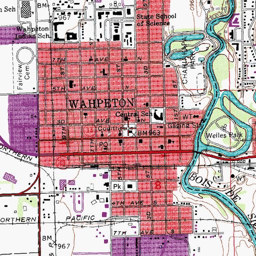 Topographic Map of Wahpeton Police Department, ND