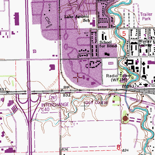 Topographic Map of University of North Dakota Police Department, ND