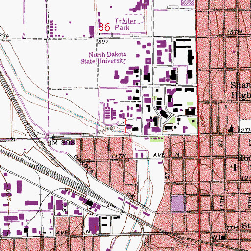 Topographic Map of North Dakota State University Police Department, ND