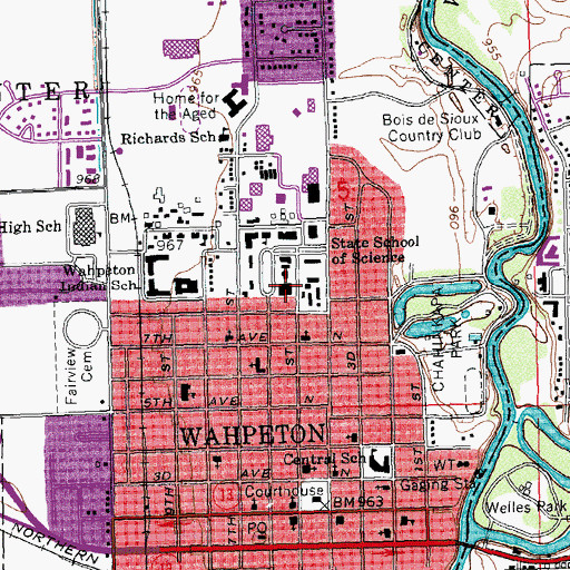 Topographic Map of North Dakota State College of Science Police Department, ND