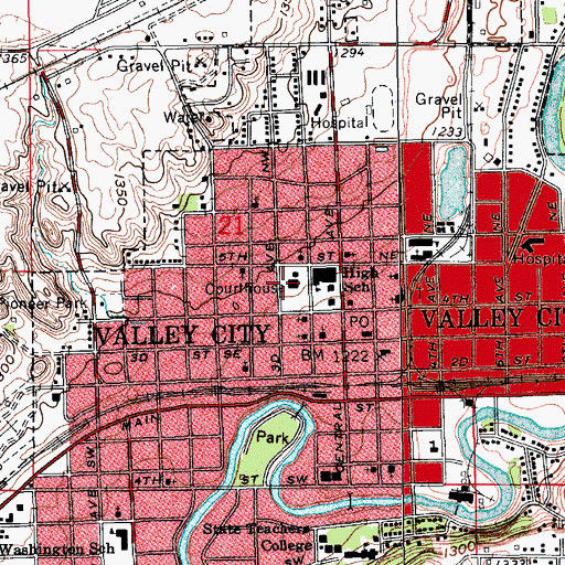Topographic Map of Barnes County Jail, ND
