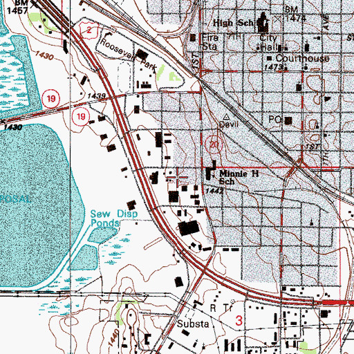 Topographic Map of Ramsey County Jail, ND