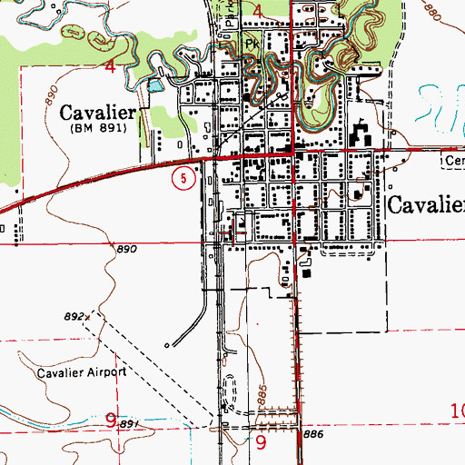 Topographic Map of Pembina County Jail, ND