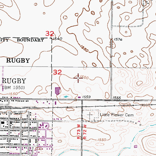 Topographic Map of Heart of America Correctional and Treatment Center, ND