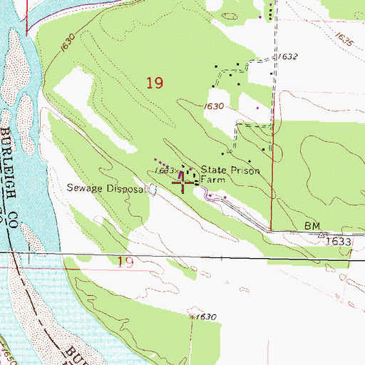 Topographic Map of Missouri River Correctional Center, ND