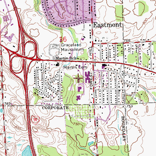 Topographic Map of Forest View Psychiatric Hospital, MI