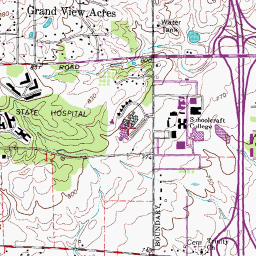 Topographic Map of Hawthorn Center, MI