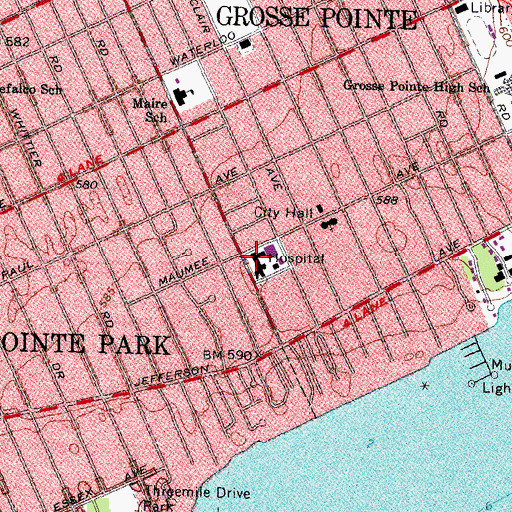 Topographic Map of Bon Secours Cottage Health Services, MI