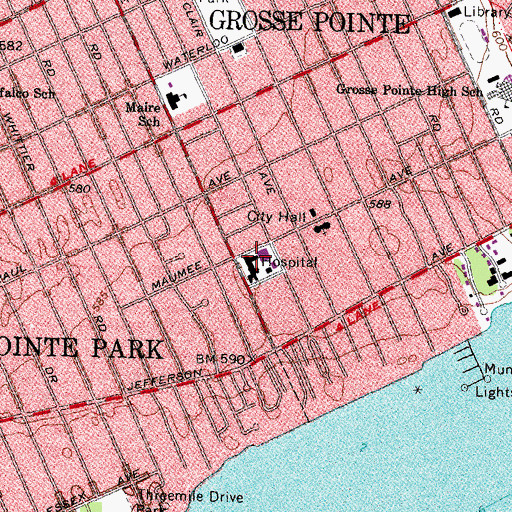 Topographic Map of Select Specialty Hospital - Grosse Pointe, MI