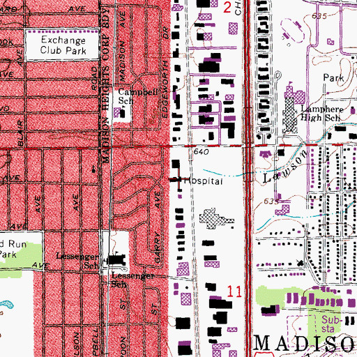 Topographic Map of Detroit Medical Center Surgery Hospital, MI