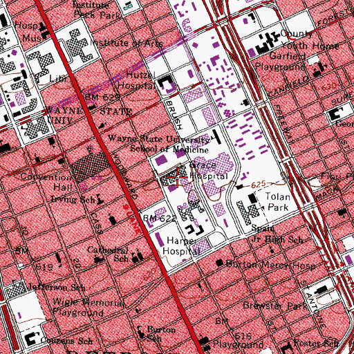 Topographic Map of Karmanos Cancer Center, MI