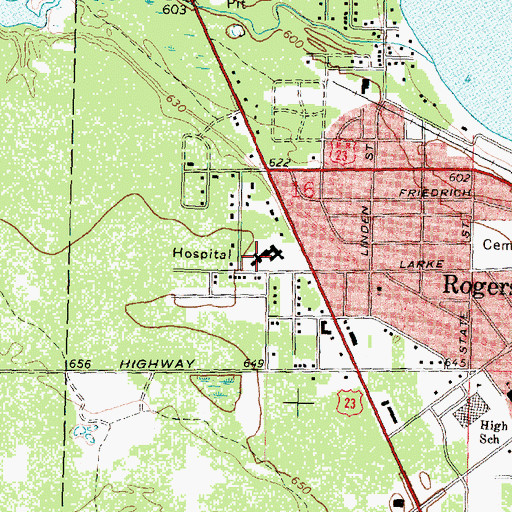 Topographic Map of Tendercare Health Center - Rogers City, MI