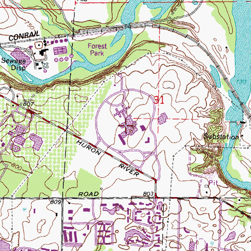 Topographic Map of Select Specialty Hospital - Ann Arbor, MI