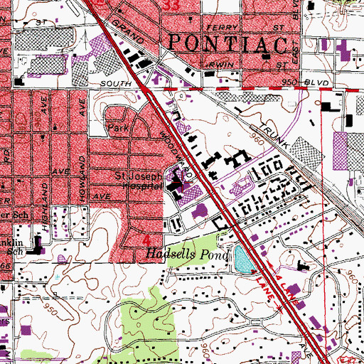 Topographic Map of Select Specialty Hospital - Pontiac, MI