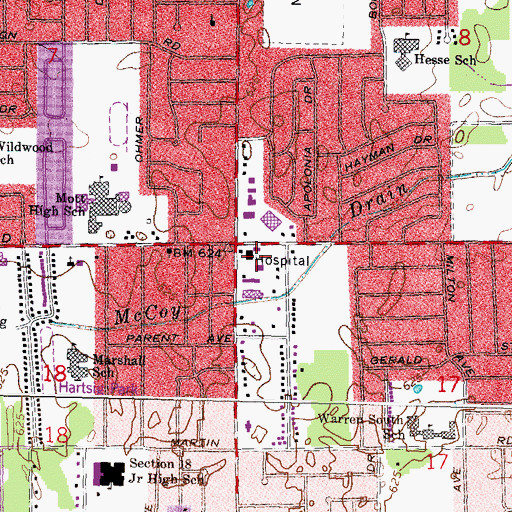 Topographic Map of Behavioral Center of Michigan, MI