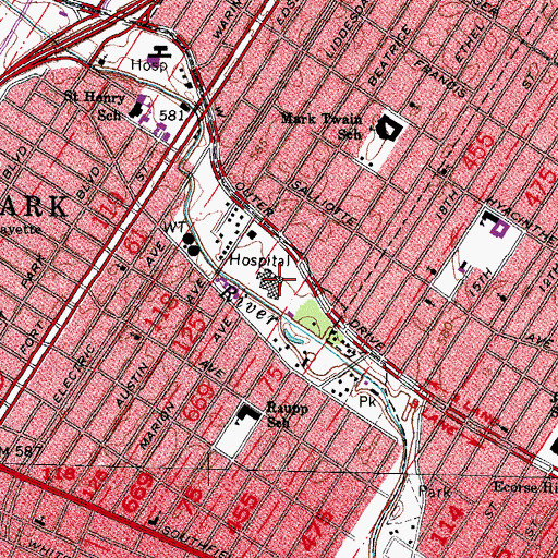 Topographic Map of Vibra Hospital of Southeastern Michigan, MI