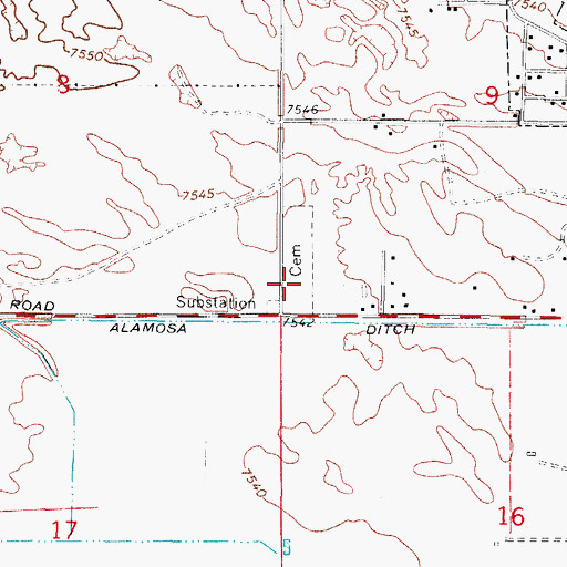 Topographic Map of Alamosa Spanish Cemetery 1913, CO