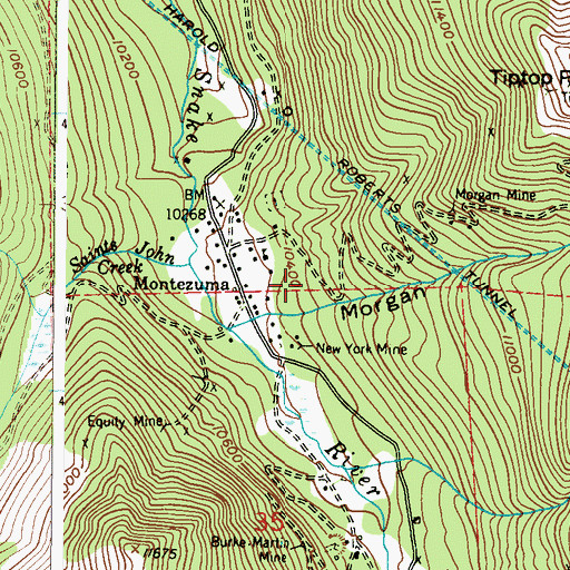 Topographic Map of Montezuma Cemetery, CO