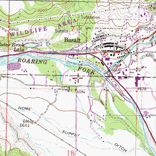 Topographic Map of Basalt Post Office, CO