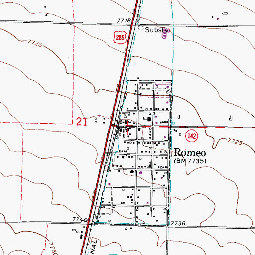 Topographic Map of Romeo Post Office, CO