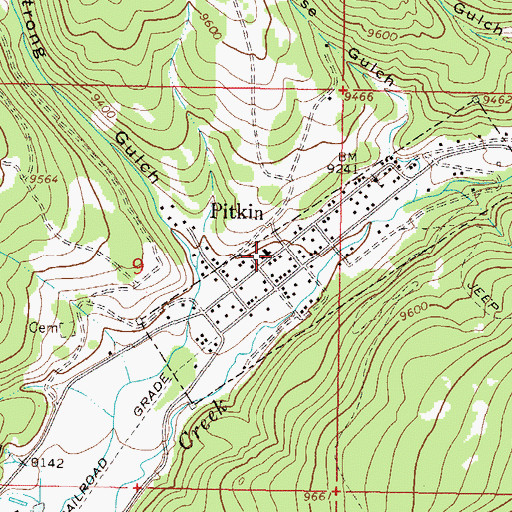Topographic Map of Pitkin Post Office, CO