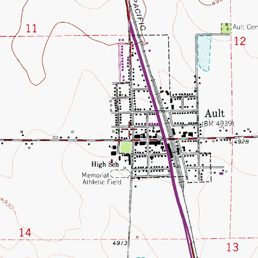 Topographic Map of Ault Post Office, CO