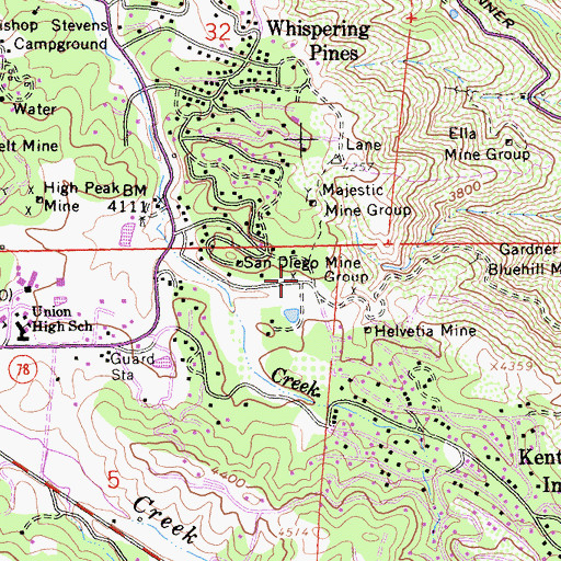 Topographic Map of San Diego Mine Group, CA