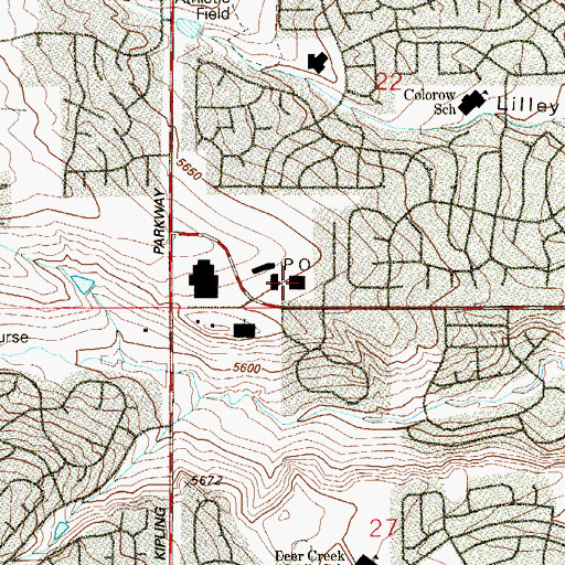Topographic Map of Columbine Hills Post Office, CO