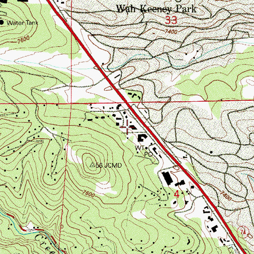 Topographic Map of Evergreen Post Office, CO