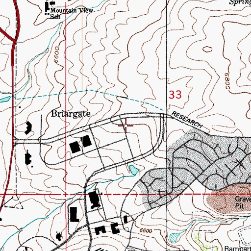 Topographic Map of Briargate Post Office, CO