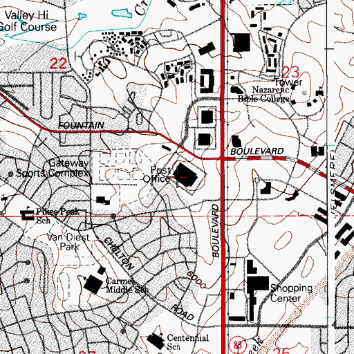 Topographic Map of General Mail Facility Post Office, CO