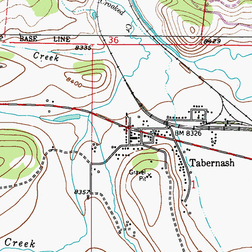 Topographic Map of Tabernash Post Office, CO
